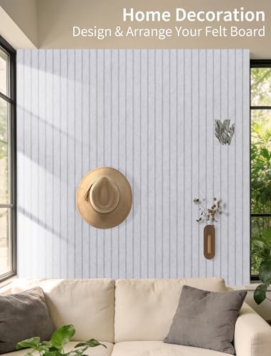 48" x 48" Cork Board Alternative, 16 Pack Felt Bulletin Board Tiles with 30 Adhesive Tabs Wall Push Pin Board for Office Classroom Bedroom Decor