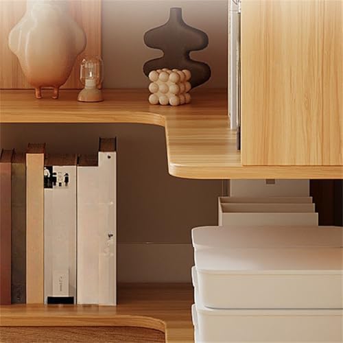 Vertical Wall Corner Shelf with Open Back 6-Shelf Wood Corner Bookshelf Floor Book Rack Multi-Layer Storage Shelf Against the Wall Bookcase Natural 24" L x 24" W x 63" H