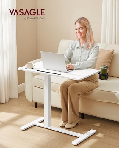VASAGLE Overbed Table with Wheels, Mobile Laptop Standing Desk, 31.5 Inch