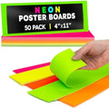 Hygloss Small Poster Board 4x11 - 50 Assorted Neon Color Bulk Pack - 10 Pt. Thickness Colored Poster Board Paper for Projects, Flash Cards, Signs - Posterboard Multipack 4" x 11"
