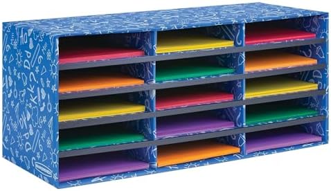 Bankers Box 15-Compartment Literature Sorter, 28.5" x 12.375", Blue