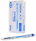Pentel Arts Slicci 0.25 mm Extra Fine Gel Pen, Blue Ink, Box of 12 (BG202-C)