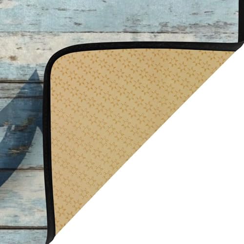 Aslsiy Retro Wooden Board Anchor Kitchen Rug Sea Ocean Kitchen Mat Area Rug Marine Nautical Floor Mat Welcome Non Slip Rug for Kitchen Home Decor 39" X 20"