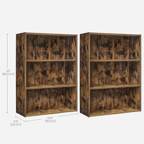 VASAGLE Set of 2 Bookshelves, 3-Tier Open, 23.6 Inches Wide