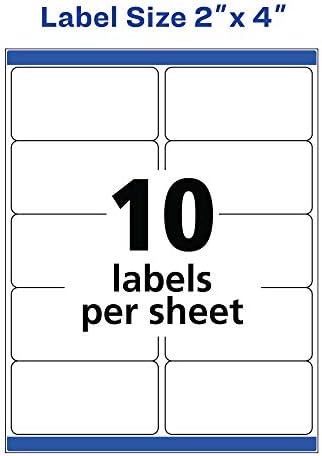 Avery Shipping Labels, Sure Feed Technology, 2" x 4", White, Inkjet Printable, Permanent Adhesive, 500 Blank Mailing Labels per Pack, 2500 (5 Packs of 8363)