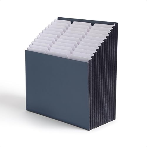 Smead Expanding 12-Pocket Stadium File, 12.75" x 13.75" x up to 11.75", Navy (70211)