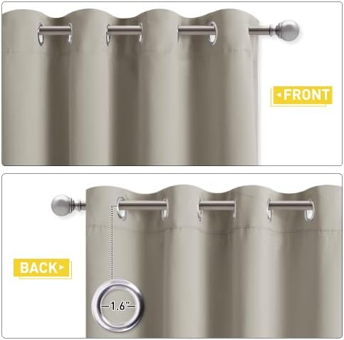 NICETOWN Sound Barrier 100% Blackout Cold Blocking Divider Curtains 84", Noise, Heat and Cold Blocking Drapes with Felt Fabric Lining for Nursery/Daytime Sleep/Bedroom (Natural, 2 PCs, 52" Wide)