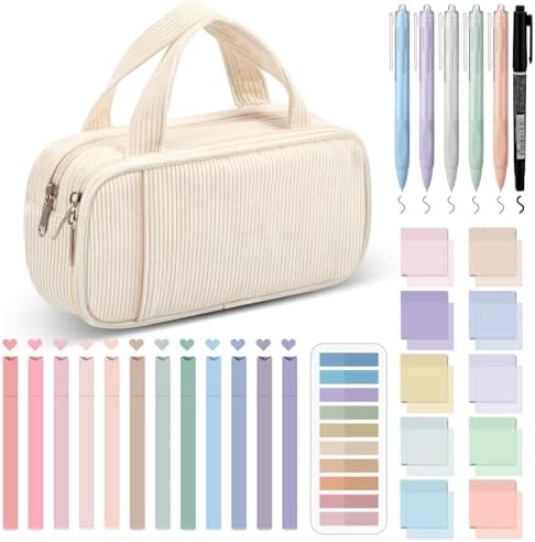 Jutom 39 Pcs Aesthetic Book Annotation Kit,White,Classic Style