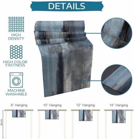 Blue Grey Graffiti Table Runner Dresser Scarf 13 x 36 Inch Abstract Oil Paint Art Mottled Texture Modern Table Runners Non-Slip Heat Resistant Kitchen Dining Table Decor for Home Indoor Outdoor