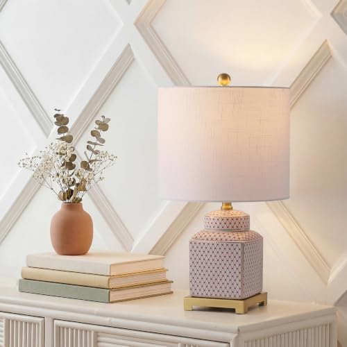 JONATHAN Y Cleo 21.5" Red & White Ceramic Table Lamp with Brass Base