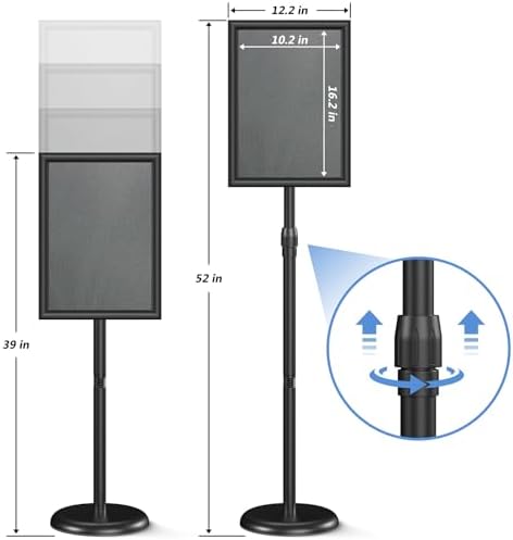 Relx Sign Holder Stand 11*17 inches - Adjustable Floor Standing Sign Holder - Signage Stand with Snap-Open Frame Display for Malls,Schools,Restaurants (black)
