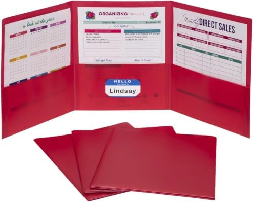 C-Line 3-Pocket Tri-Fold Heavyweight Poly Portfolios, Red, Box of 24 (33944-24) (Pack of 6)