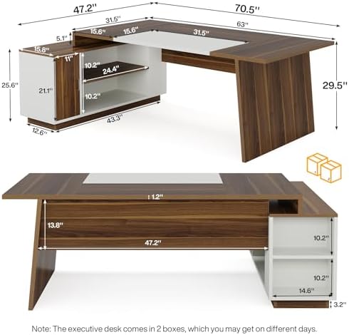 Tribesigns 70.5" L-Shaped Executive Office Desk, Large Computer Desk