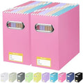 BALEINE 2PK File Organizer Box, Cardboard File Folder Organizer with Handle | Strong Corrugated Paper Core, Label Stickers for Identification, Hanging File Folder Organizer, Home Office Document Storage