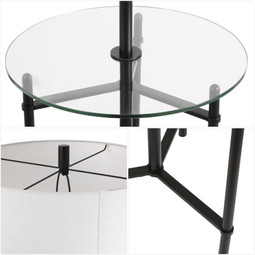 JONATHAN Y Chuck 59" Modern Black Metal Floor Lamp with Glass Tray Table