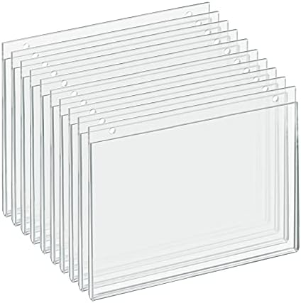 Azar 162715 Acrylic Horizontal Wall Mount Sign Holder, 10 Count, 11 in W x 8.5 in H