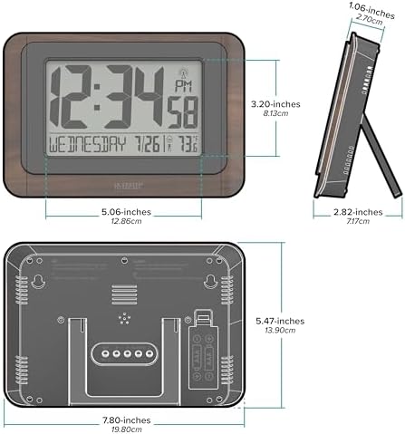 La Crosse Technology 513-17907-INT Digital Atomic Clock with Temperature - Walnut/Black