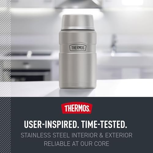 THERMOS Stainless King Food Jar with Bowl, 24oz, Matte Pink