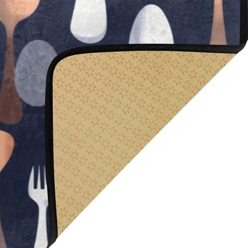 Aslsiy Kitchen Rug Cutlery Utensil Fork Knife Area Rug Spoon Floor Comfort Mats Welcome Mat for Bedroom Living Room Doormats Home Decor 39" X 20"