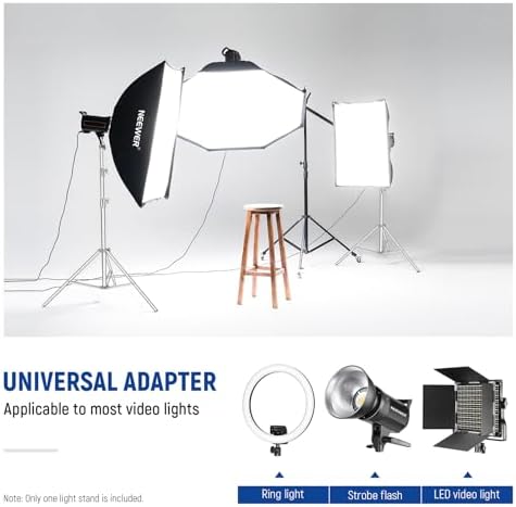NEEWER 2Pcs 9.2ft Stainless Steel Light Stands, Spring Cushioned Heavy Duty Photography Tripod Stand with 1/4"-3/8" Adapter for Strobe Video Ring Light Monolight Softbox, 22lb Max Load, ST-280SS