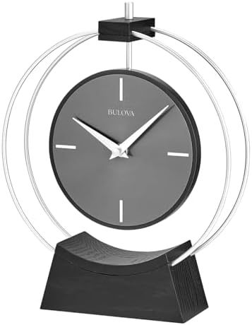 Aire Silver Modern Desk Clock by Bulova