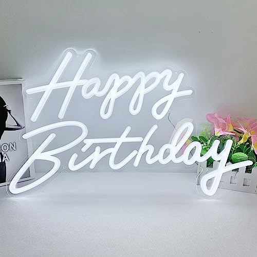 Happy Birthday Neon Sign for All Partys, Large Size-23 x 14inch, Led Neon Signs With Dimmable Switch for Wall Decor, Photo Backdrop (Power by USB)-by Colysor