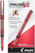 PILOT Precise V5 Stick Pens, Extra Fine Point 0.5mm, Red, 12-Pack