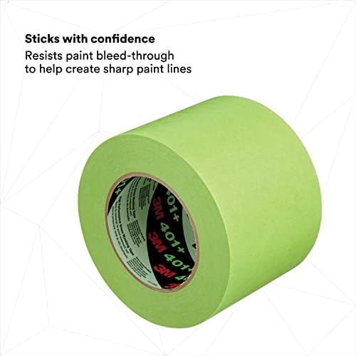 3M High Performance Green Masking Tape 401+, 72 mm x 55 m, 6.4 mil, 8/Case