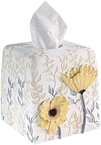 Avanti Linens - Tissue Box Cover, Guest Bathroom Essentials, Countertop Accessories, Floral Home Decor (Marielle Collection)