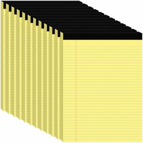 12pcs Legal Pads 8.5 x 11, Perforated Yellow Notepad 8.5x11, 50Sheets/Pad