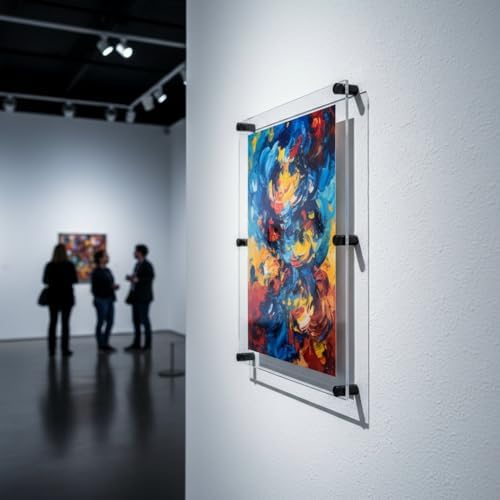 Azar Displays 105540-BLK Acrylic Floating Double Panel Wall Frame,30" x 40" Graphic Size, Overall Frame Size: 34" x 44", Black