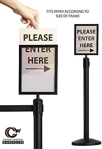 Crowd Control Warehouse Stanchion Post Top Sign Frame, 11x14 Inch Vertical
