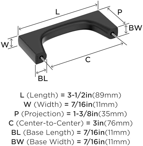 Amerock 3" Merced Matte Black Drawer Pull