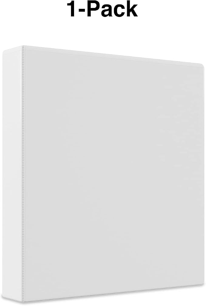 Staples Economy 2‑Inch 3‑Ring View Binder, White, Clear Overlay, Lightweight Round Rings, Budget Organizer for School & Office, 3‑Pack