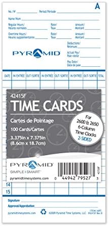 Pyramid Time Systems - English and French Time Cards (42415F) - 100 Cards