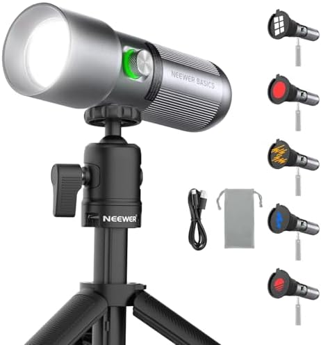 NEEWER Basics FL10 RGB Photography Flashlight w Desk Tripod Stand 4 Colors