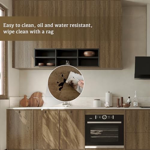 Abyssaly Wood Contact Paper- Walnut Wood Peel and Stick Wallpaper for Cabinets - Self Adhesive Waterproof Wood Grain Wall Paper Easy to Clean for Furniture Countertops Drawer Shelf Liner 15.7" x 118"