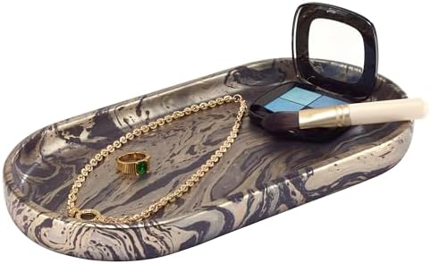 Nicole Miller - Bathroom Set, 3pc Countertop Accessories, Resin Lotion Pump/Soap Dispenser, Covered Jar, & Vanity Tray, Dorm Room Essentials (Harper Collection, Black/Gold)