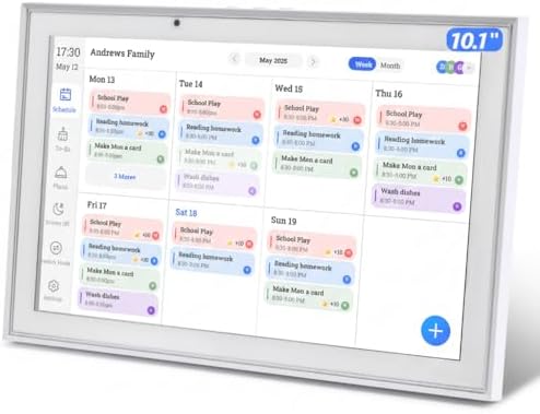 10.1 inch Smart Digital Calendar & Chore Chart, 1920 * 1080P Full HD Touchscreen Interactive Display, Desk Planner with Meal Scheduler, Achievement Rewards for Family Schedules and Cloud Photo