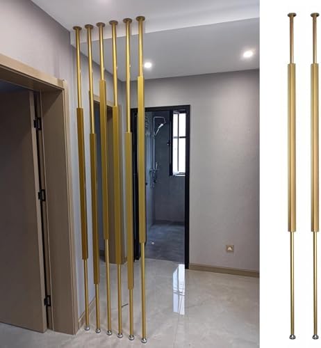 Room Divider Floor to Ceiling Room Dividers Pole - 2 Pieces, Gold Doorway Hotel Cubicle Cubicle Decor, DIY Separator Partition Bars with All Accessories(200cm/78.7in/6.6ft)