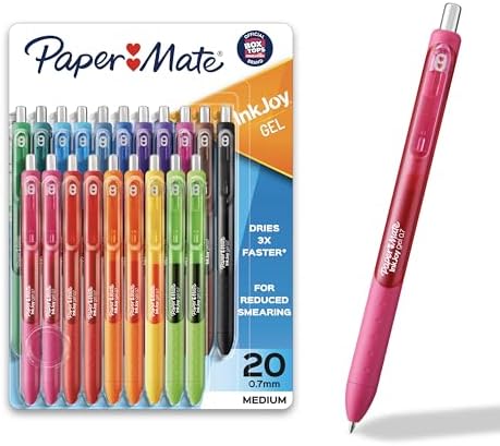 Paper Mate InkJoy Gel Pens, Medium Point (0.7mm), 20 Count - Back to School Supplies, Teacher Essentials, Journaling, Writing, Note-Taking