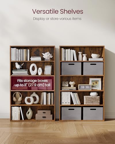 VASAGLE 5-Tier Bookshelf, Storage Organizer, 9.4 x 31.5 x 52.5 Inches