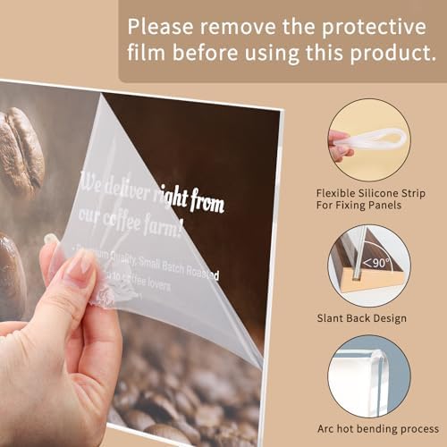 8.5X11 Acrylic Sign Holder Horizontal, Slant Back Tabletop Show Holder