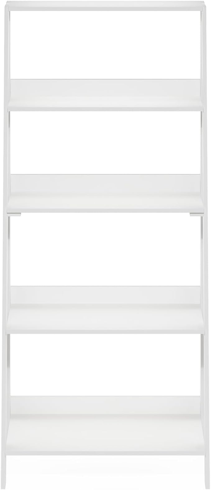 Furinno Ladder 5-Tier Book Shelf, Leaning Standing Shelf, White | 13 x 23.6 x 53.5, Open Frame Design Bookshelf, Display Storage Shelves, for Living Room, Home Office