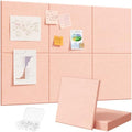 Lifewit 36"x 24" Felt Bulletin Board with Self-Adhesive, 6 Pack Cork Board Alternative for Walls, Large Pin Board Vision Board Message Board with 30 Pushpins for Office Decor, Room Decor, Pink