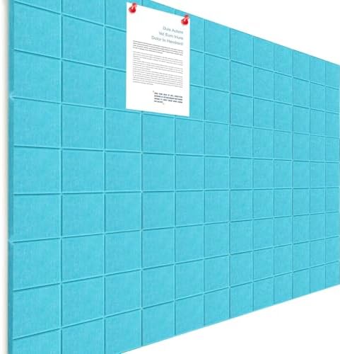 Honoson 12 Pack Felt Bulletin Board Tiles with Safe Adhesive, Blue