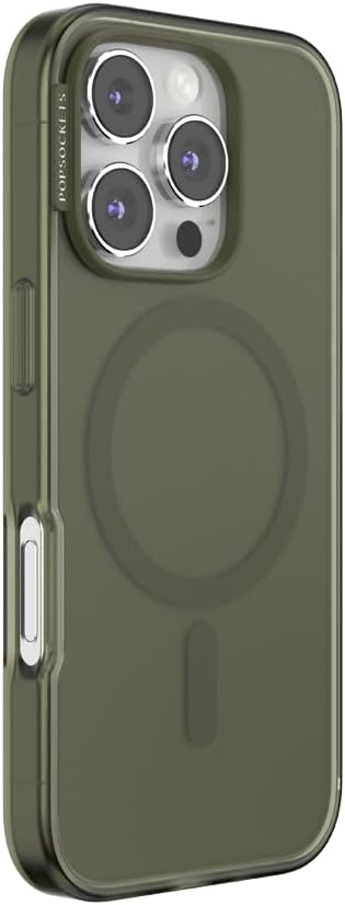 PopSockets iPhone 16 Pro Phone Case with MagSafe, Wireless Charging Compatible, Green - Fatigue