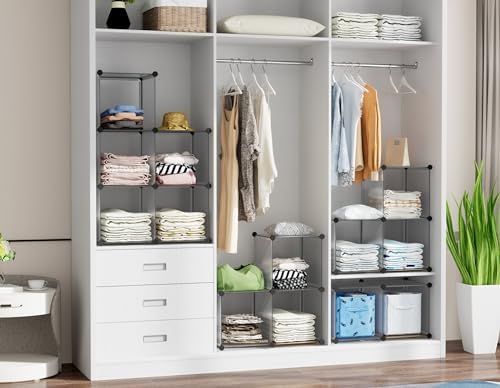 HOMIDEC 6 Light Grey Cube Storage Organizer, Modular Storage Shelf with Hammer, Cube Storage Bin Cabinet Closet Bookshelf for Living Room, Bedroom, Office, Each Cubes Size 11.8 x 11.8 inch