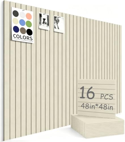 48" x 48" Cork Board Alternative, 16 Pack Felt Bulletin Board Tiles with 30 Adhesive Tabs Wall Push Pin Board for Office Classroom Bedroom Decor