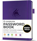 Clever Fox Password Book with Alphabetical Tabs, 4"x5.5" Keeper Purple